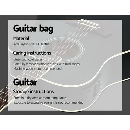 Alpha 41 Inch Acoustic Guitar Equaliser Electric Output Cutaway w/ Stand Black.