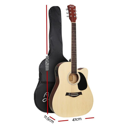Alpha 41 Inch Acoustic Guitar Equaliser Electric Output Jack Cutaway Wood.