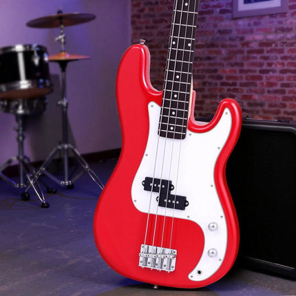 Alpha Electric Guitar Bass  47 Inch Red.