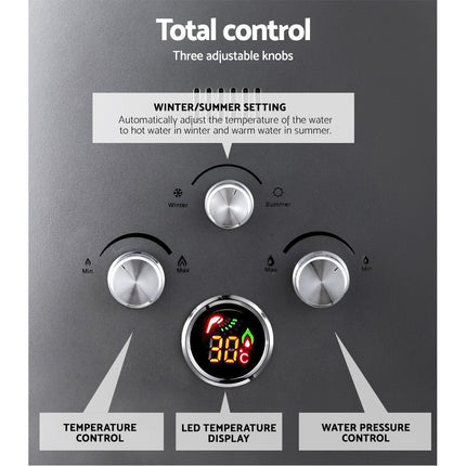 Devanti Portable Gas Water Heater LPG System Grey.