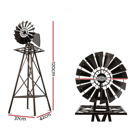 Garden Windmill 120cm Metal Ornaments Outdoor Decor Ornamental Wind Mill.