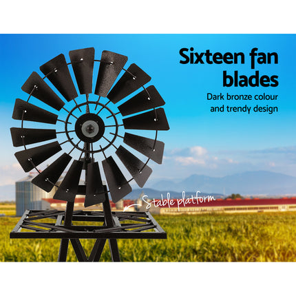 Garden Windmill 120cm Metal Ornaments Outdoor Decor Ornamental Wind Mill.