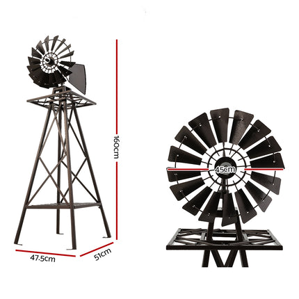 Garden Windmill 160cm Metal Ornaments Outdoor Decor Ornamental Wind Mill.