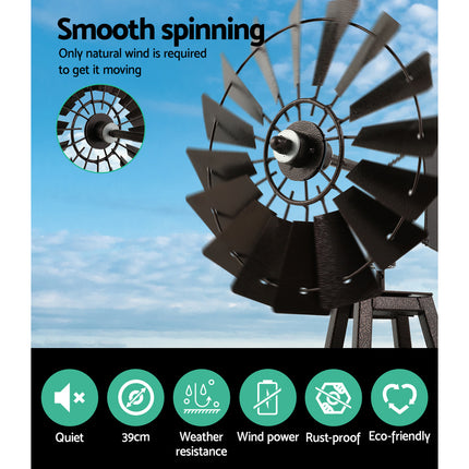 Garden Windmill 160cm Metal Ornaments Outdoor Decor Ornamental Wind Mill.
