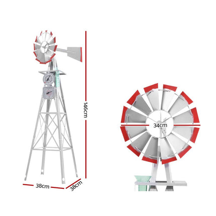 Garden Windmill 4FT 146cm Metal Ornaments Outdoor Decor Ornamental Wind Will.