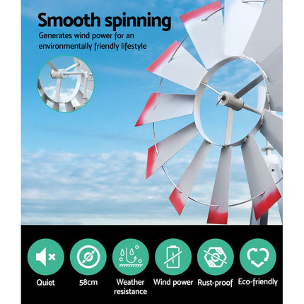 Garden Windmill 4FT 146cm Metal Ornaments Outdoor Decor Ornamental Wind Will.