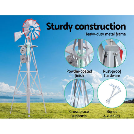 Garden Windmill 4FT 146cm Metal Ornaments Outdoor Decor Ornamental Wind Will.
