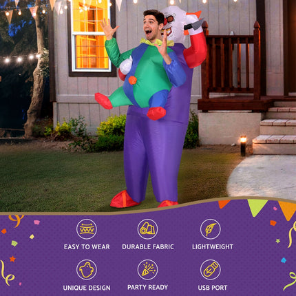 Inflatable Clown Costume Adult Suit Blow Up Party Fancy Dress Halloween Cosplay.