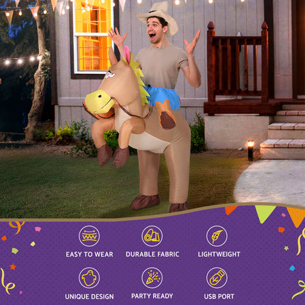 Inflatable Cowboy Costume Adult Suit Blow Up Party Fancy Dress Halloween Cosplay.