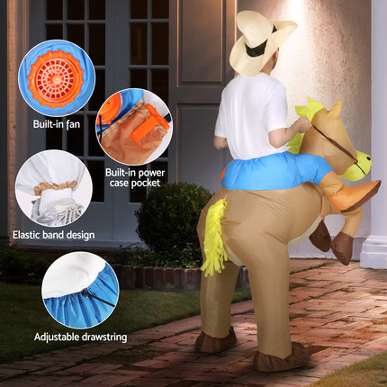 Inflatable Cowboy Costume Adult Suit Blow Up Party Fancy Dress Halloween Cosplay.