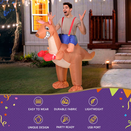 Inflatable Kangaroo Costume Adult Suit Blow Up Party Fancy Dress Halloween Cosplay.