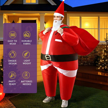 Inflatable Christmas Santa Claus Costume Adult Suit Blow Up Party Fancy Dress Xmas Cosplay.