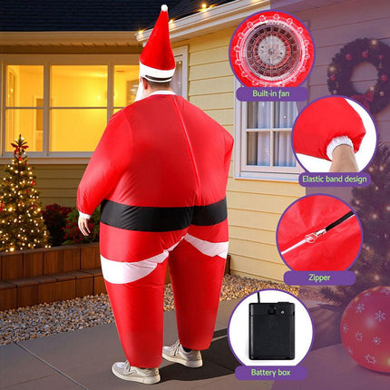 Inflatable Christmas Santa Claus Costume Adult Suit Blow Up Party Fancy Dress Xmas Cosplay.