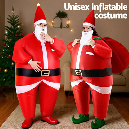 Inflatable Christmas Santa Claus Costume Adult Suit Blow Up Party Fancy Dress Xmas Cosplay.