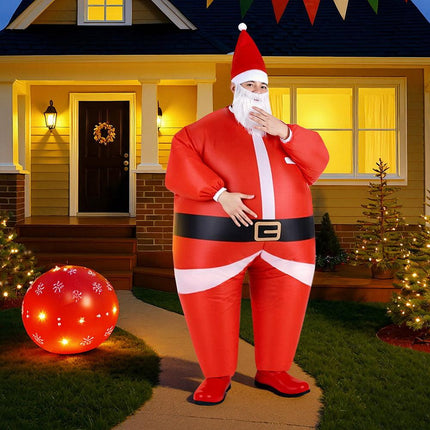 Inflatable Christmas Santa Claus Costume Adult Suit Blow Up Party Fancy Dress Xmas Cosplay.