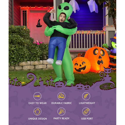 Inflatable Green Alien Costume Adult Suit Blow Up Party Fancy Dress Halloween Cosplay.
