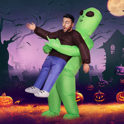 Inflatable Green Alien Costume Adult Suit Blow Up Party Fancy Dress Halloween Cosplay.