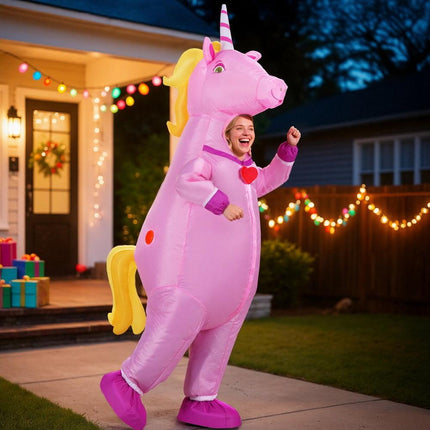 Inflatable Unicorn Costume Adult Suit Blow Up Party Fancy Dress Halloween Cosplay.