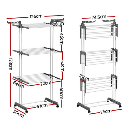 Artiss Clothes Airer Drying Rack 173cm Coat Hanger Foldable.