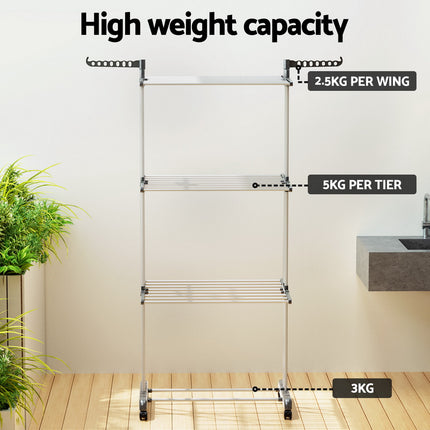 Artiss Clothes Airer Drying Rack 173cm Coat Hanger Foldable.