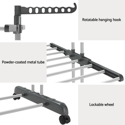 Artiss Clothes Airer Drying Rack 173cm Coat Hanger Foldable.