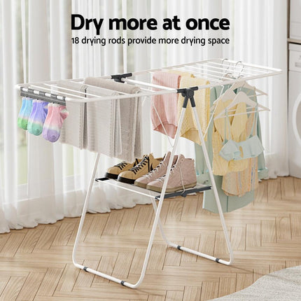 Artiss 2 Tier Clothes Rack Airer Foldable 139CM White.