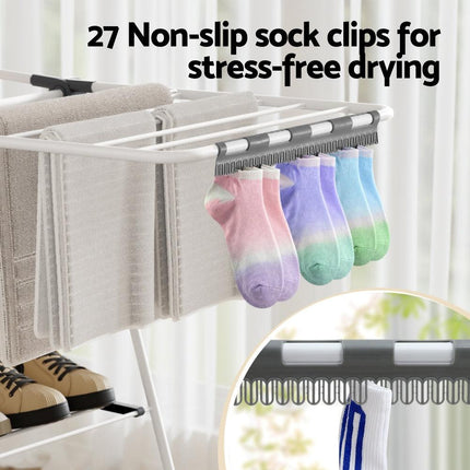 Artiss 2 Tier Clothes Rack Airer Foldable 139CM White.