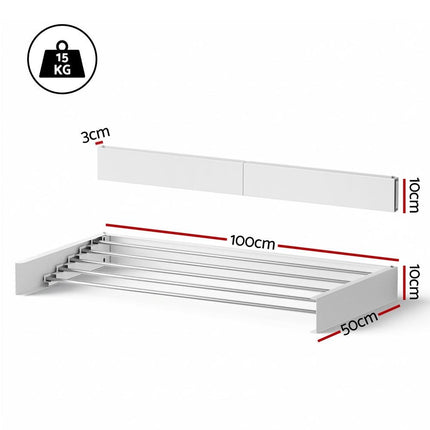 Artiss Clothes Rack Wall Mounted Airer Foldable White.