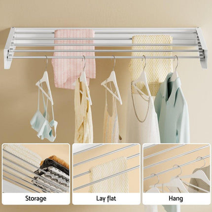 Artiss Clothes Rack Wall Mounted Airer Foldable White.