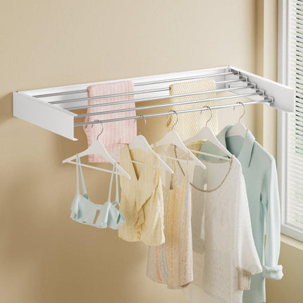 Artiss Clothes Rack Wall Mounted Airer Foldable White.