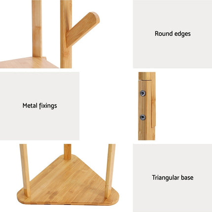 Artiss Clothes Rack Airer Coat Stand 9 Hooks Bamboo.