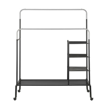 Artiss Clothes Rack Double Rod Airer Rail Coat Stand Hanger Storage Shelf.