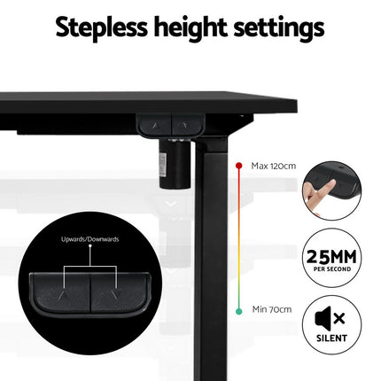 Artiss Electric Standing Desk Frame Only Height Adjustable 70KG Load Black.