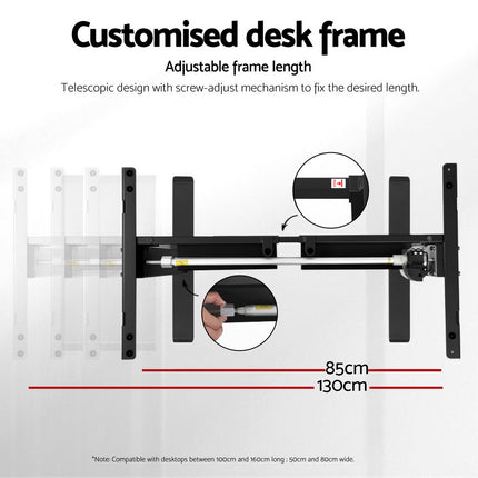 Artiss Electric Standing Desk Frame Only Height Adjustable 70KG Load Black.