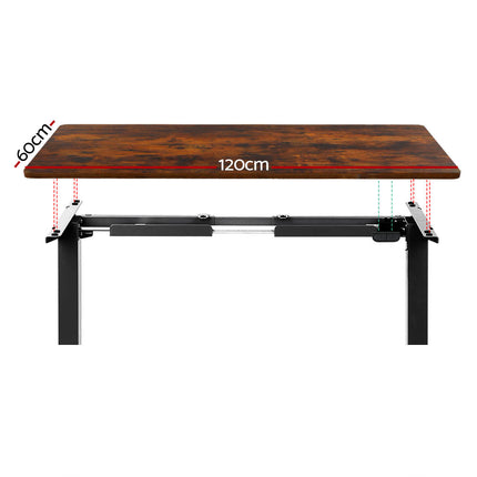 Artiss Standing Desk Motorised Rustic Brown 120CM.