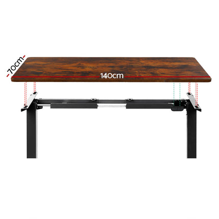Artiss Standing Desk Motorised Rustic Brown 140CM.