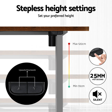 Artiss Standing Desk Motorised Rustic Brown 140CM.