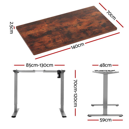 Artiss Standing Desk Motorised 140CM Rustic Brown.