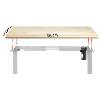 Artiss Standing Desk Motorised Sit Stand Desks White Oak 120CM.