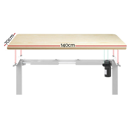 Artiss Standing Desk Motorised Sit Stand Desks White Oak 140CM.