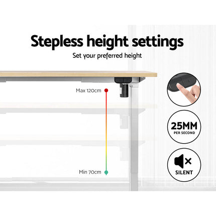 Artiss Standing Desk Motorised Sit Stand Desks White Oak 140CM.