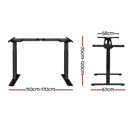 Artiss Standing Desk Frame Only Dual Motor Motorised Black.