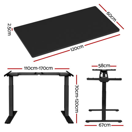 Artiss Standing Desk Motorised Dual Motor Black 120CM.