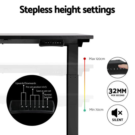 Artiss Standing Desk Motorised Dual Motor Black 120CM.