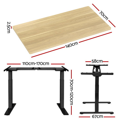 Artiss Standing Desk Motorised Dual Motor White Oak 140CM.