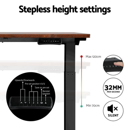 Artiss Standing Desk Motorised Dual Motor Rustic Brwon 140CM.