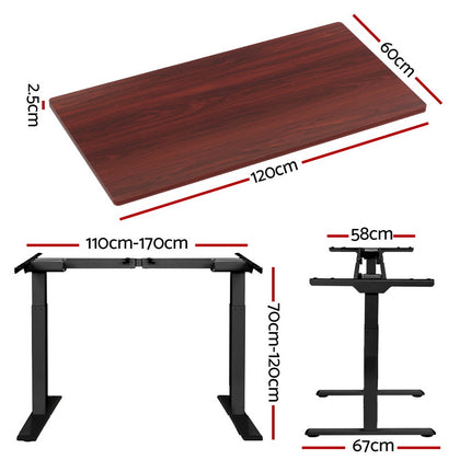 Artiss Standing Desk Motorised Dual Motor Oak 120CM.