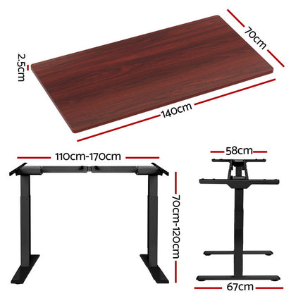 Artiss Standing Desk Motorised Dual Motor Walnut 140CM.