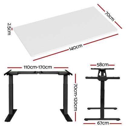 Artiss Standing Desk Motorised Dual Motor White 140CM.