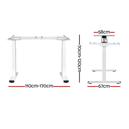 Artiss Standing Desk Frame Only Dual Motor Motorised White.